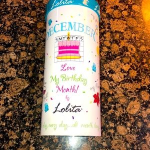 LOLITA NIB “LOVE MY MONTH” DECEMBER HAND PAINTED WINE GLASS RECIPE ON BOTTOM